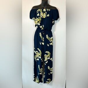Chelsea & Violet Floral Off-Shoulder Jumpsuit Size Small
